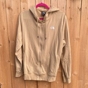 Men The North Face Hoodie Medium Full Zip Tan Khaki Brown Cotton Lightweight